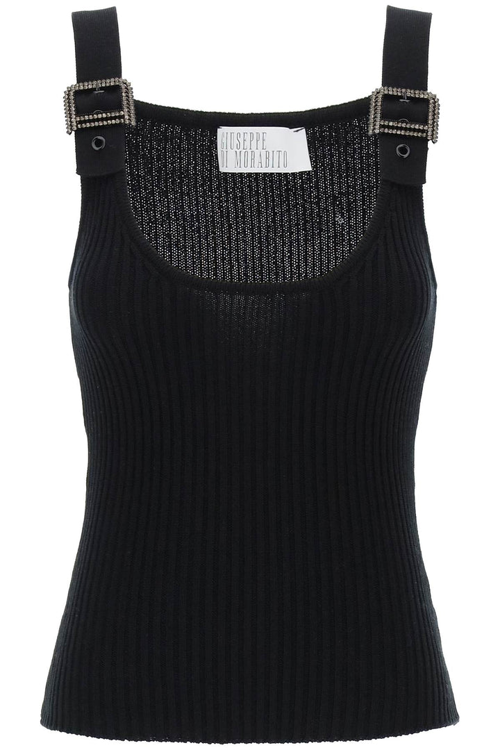 Giuseppe Di Morabito knit top with rhinestone buckle