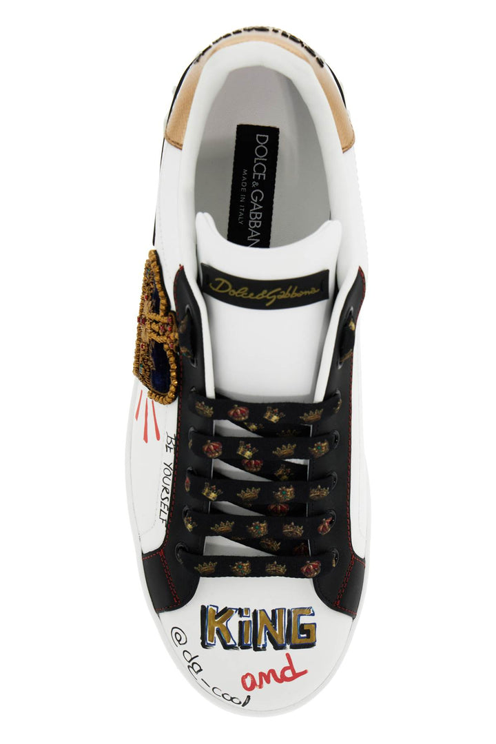 Dolce & Gabbana Portofino Sneakers With Patches And Embroidery   White