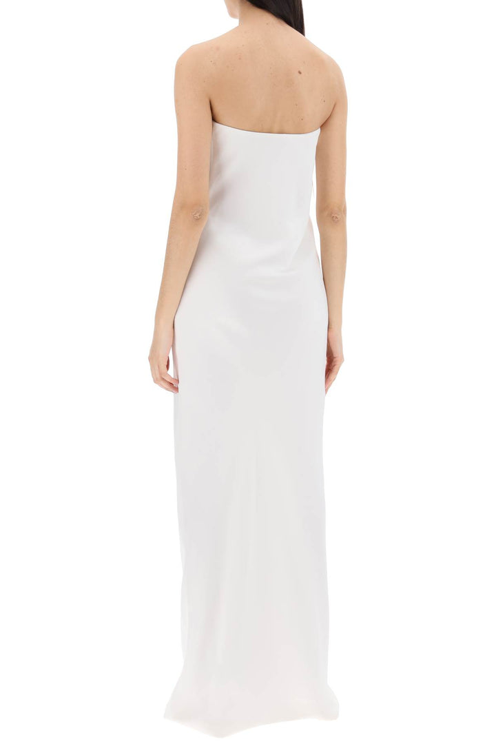 Norma Kamali Long Satin Crepe Dress   Bianco
