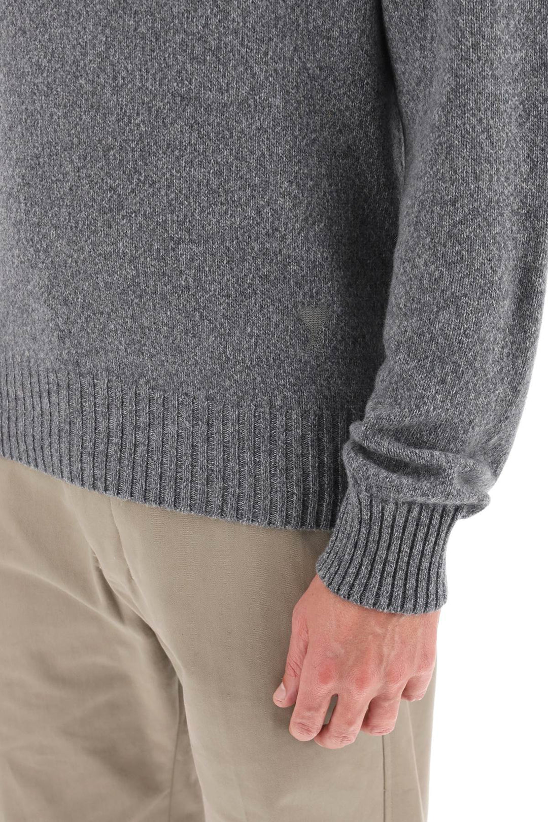 Ami Alexandre Matiussi Cashmere And Wool Sweater   Grigio