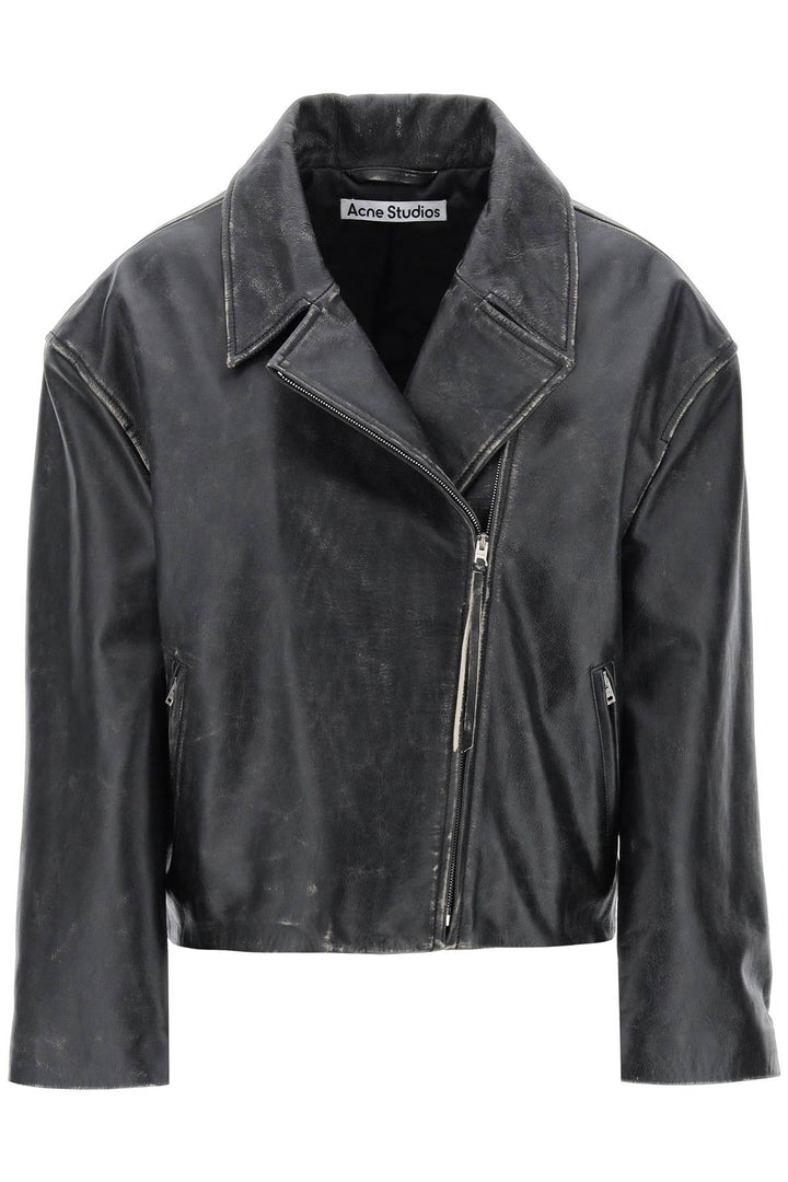Acne Studios Vintage Leather Jacket With Distressed Effect   Nero