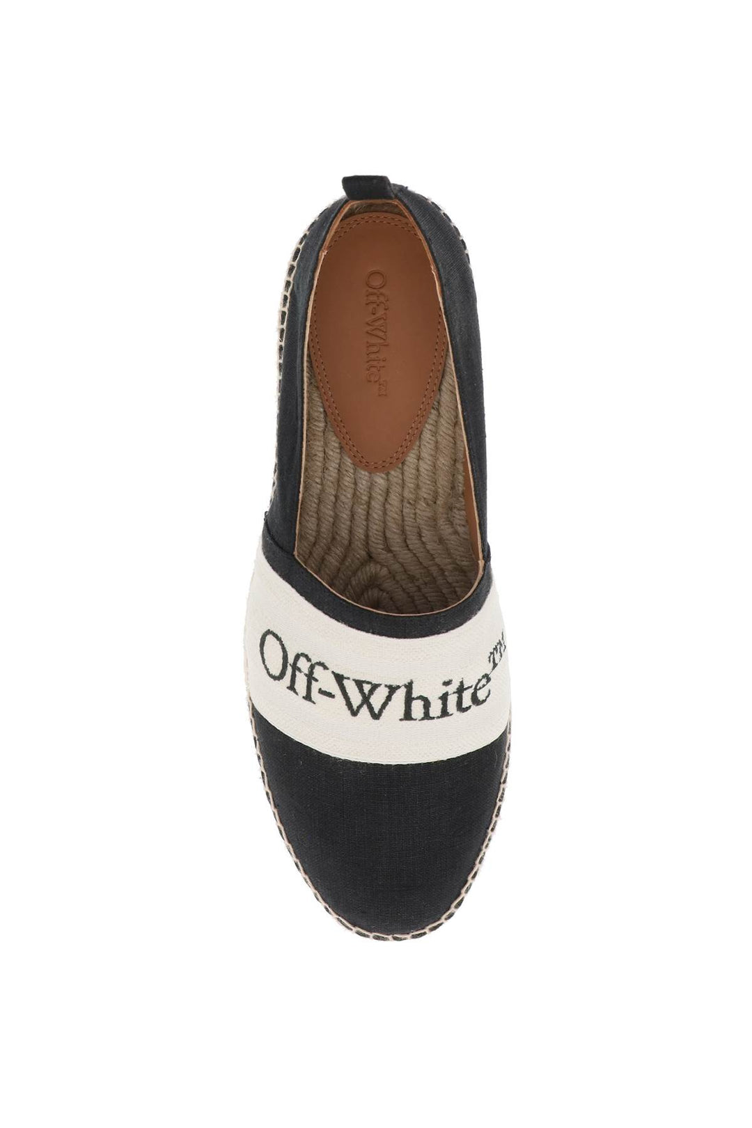 Off White Replace With Double Quotebookish Logo Linen Espadr   Black