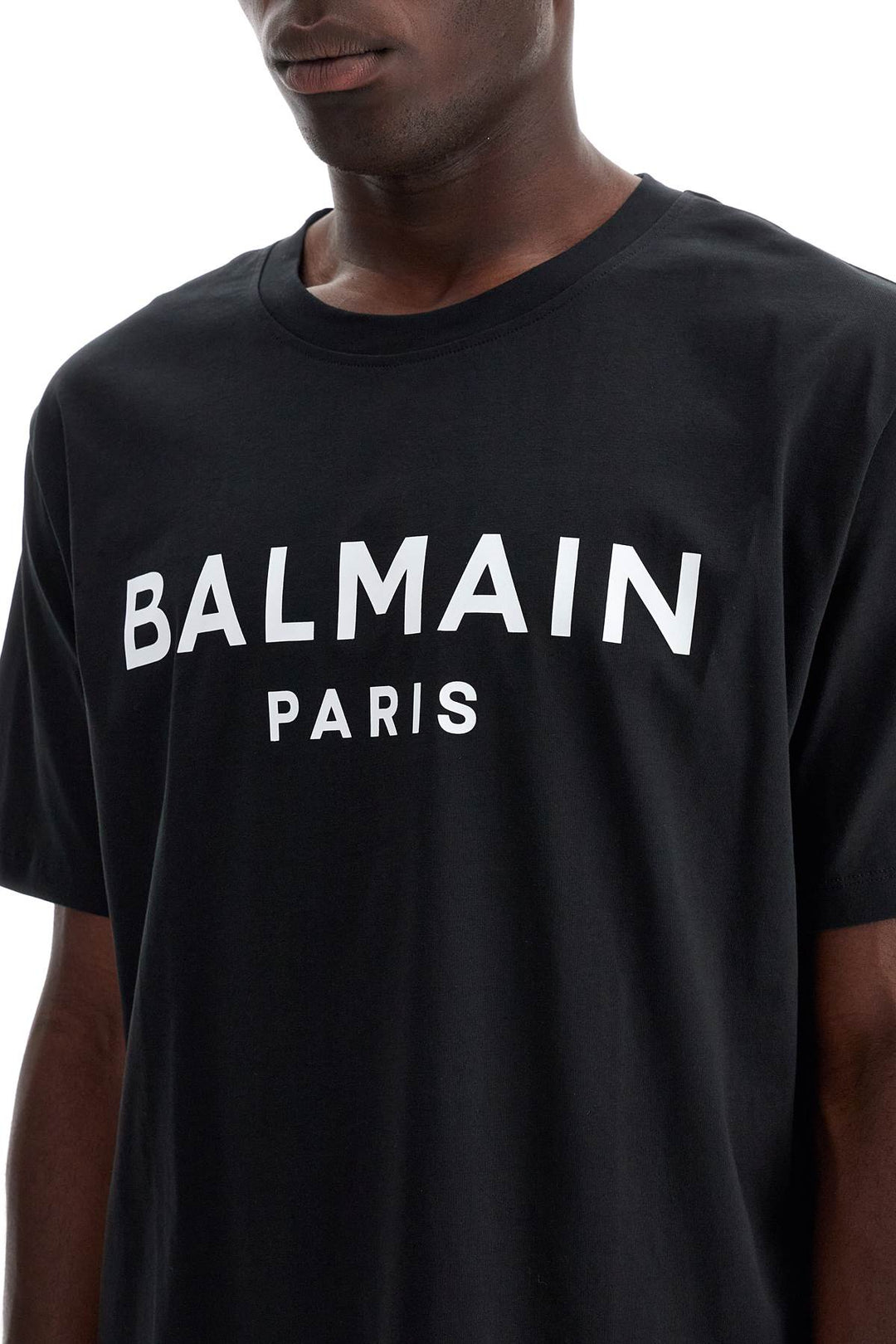 Balmain T Shirt With Logo Print   Black