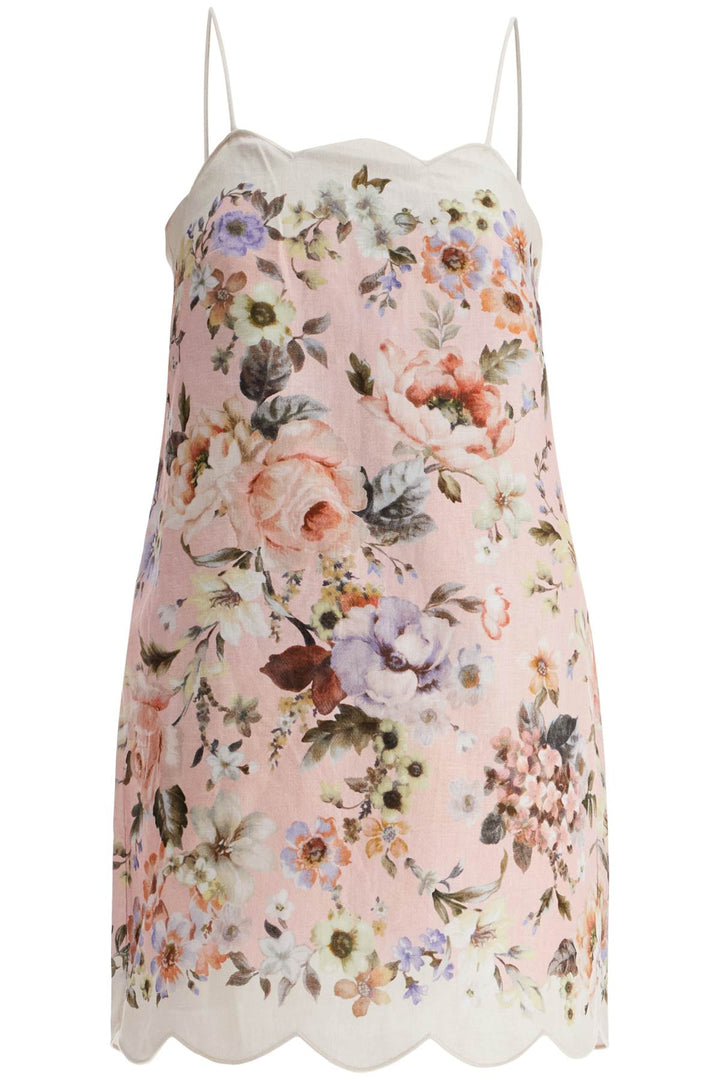 Zimmermann mini pink floral linen dress