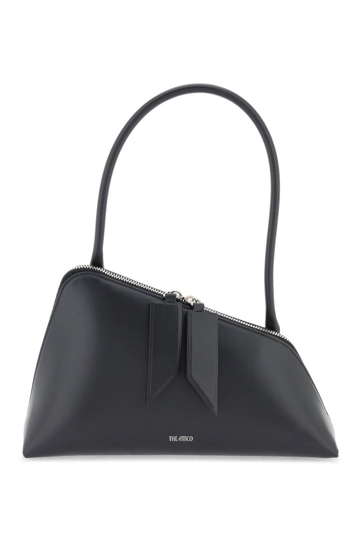 The Attico Leather Sunrise Shoulder Bag   Black