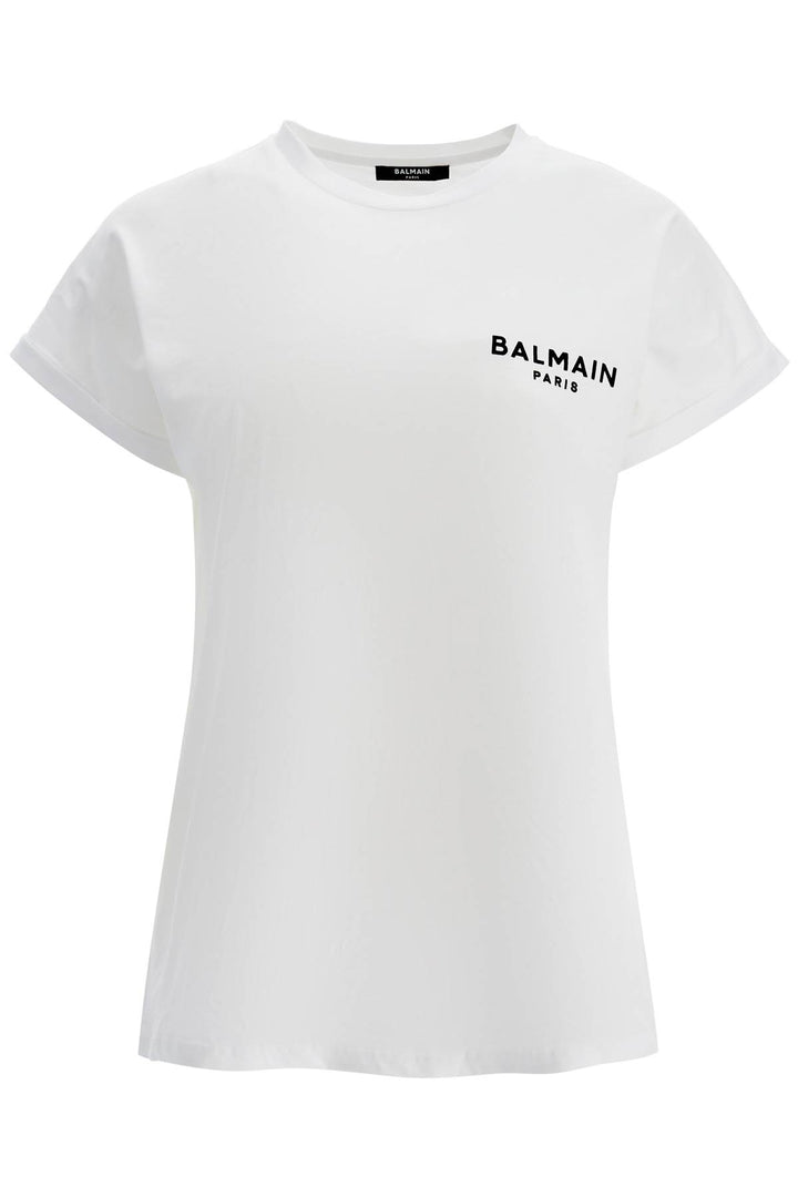 Balmain Flocked Logo T Shirt   White