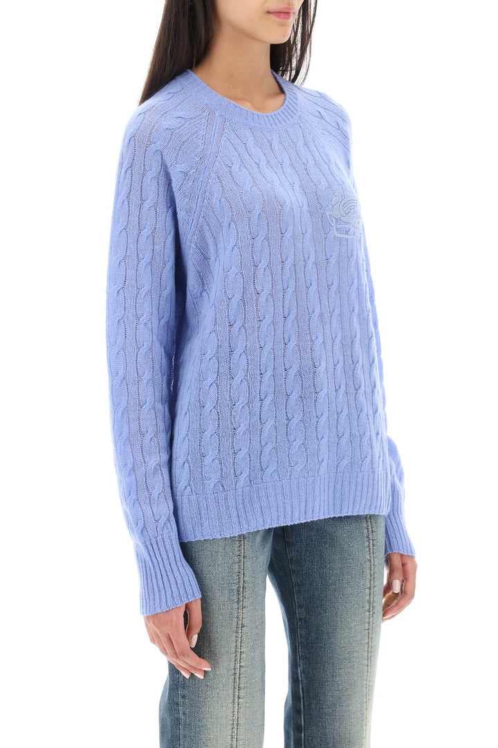 Etro Cashmere Sweater With Pegasus Embroidery   Light Blue