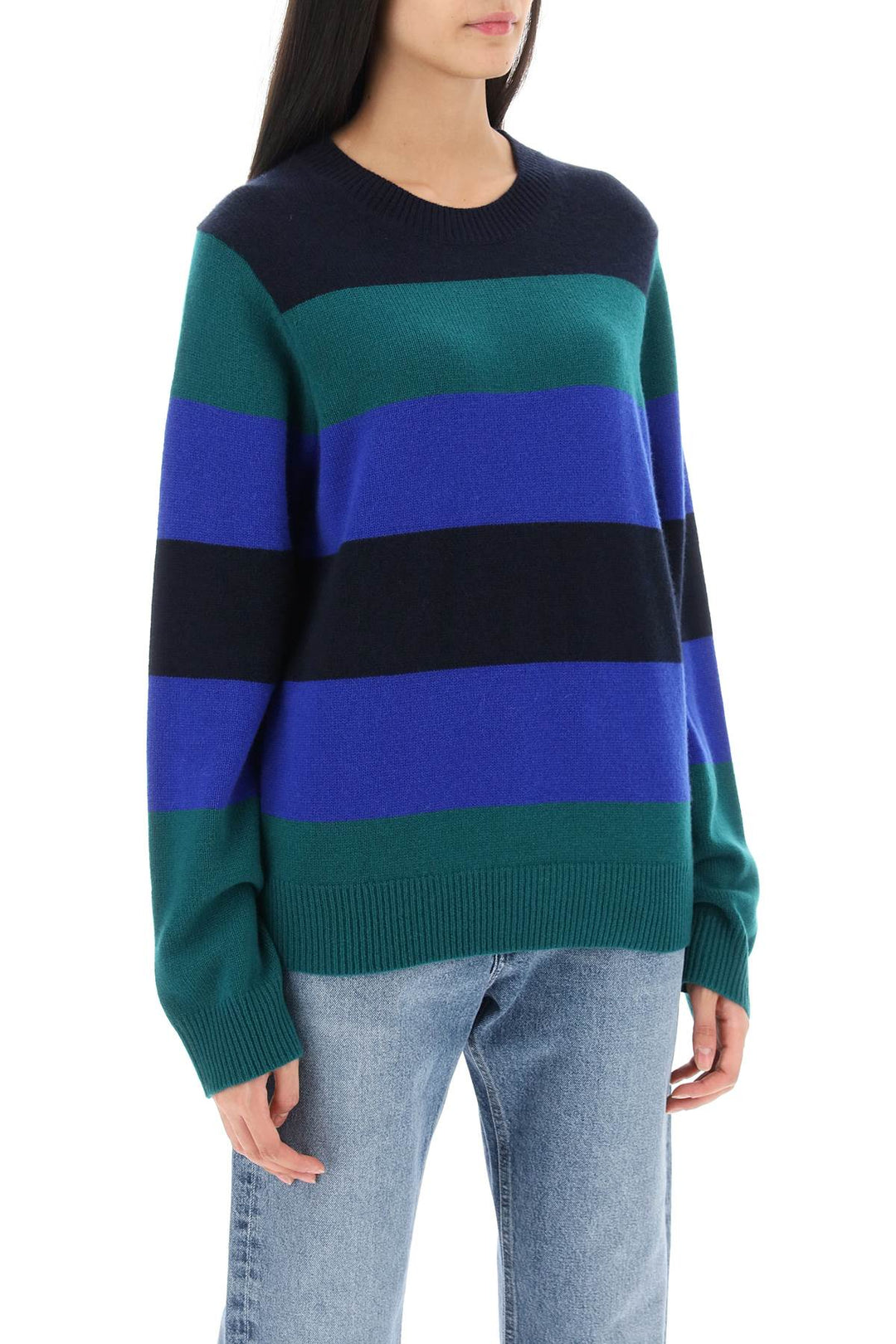 Guest In Residence Striped Cashmere Sweater   Verde
