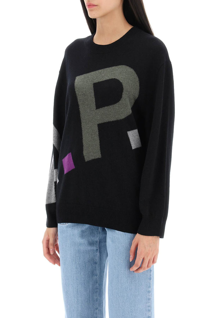A.P.C. Sweater In Virgin Wool With Logo Pattern   Nero
