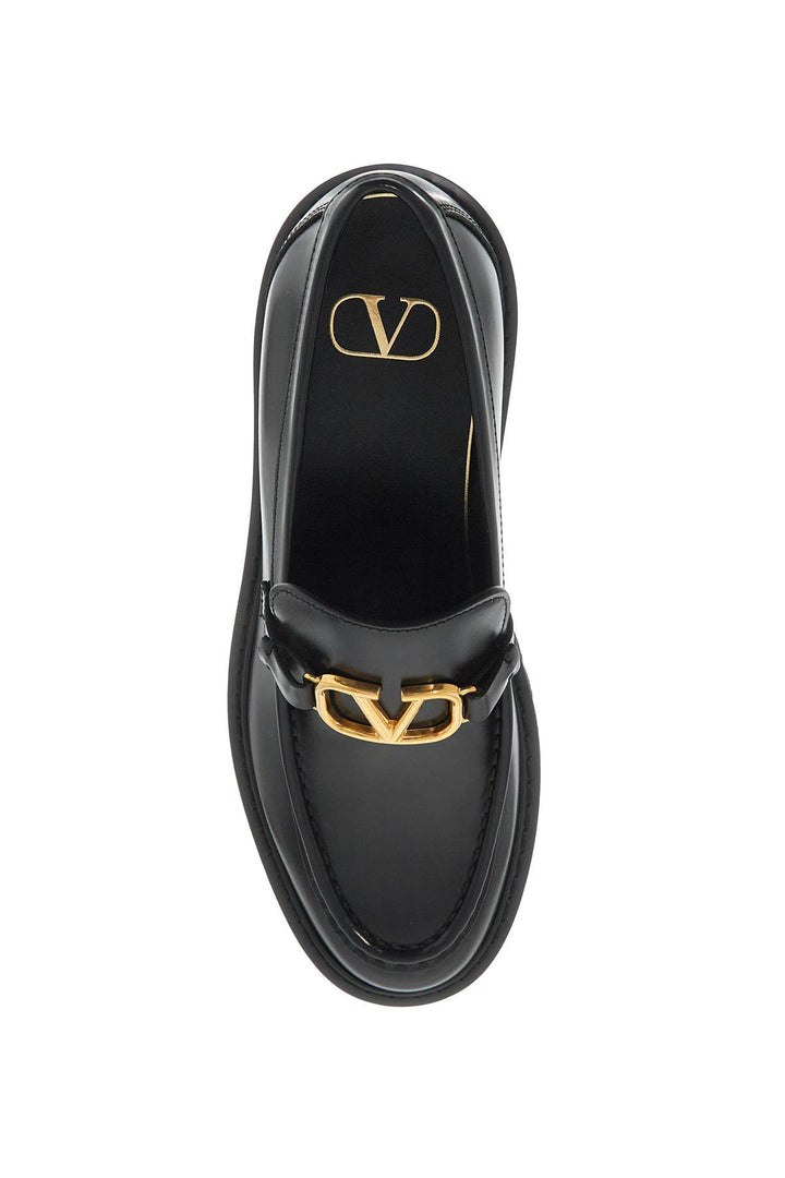 Valentino Garavani Glossy Leather Vlogo Signature Loaf   Black