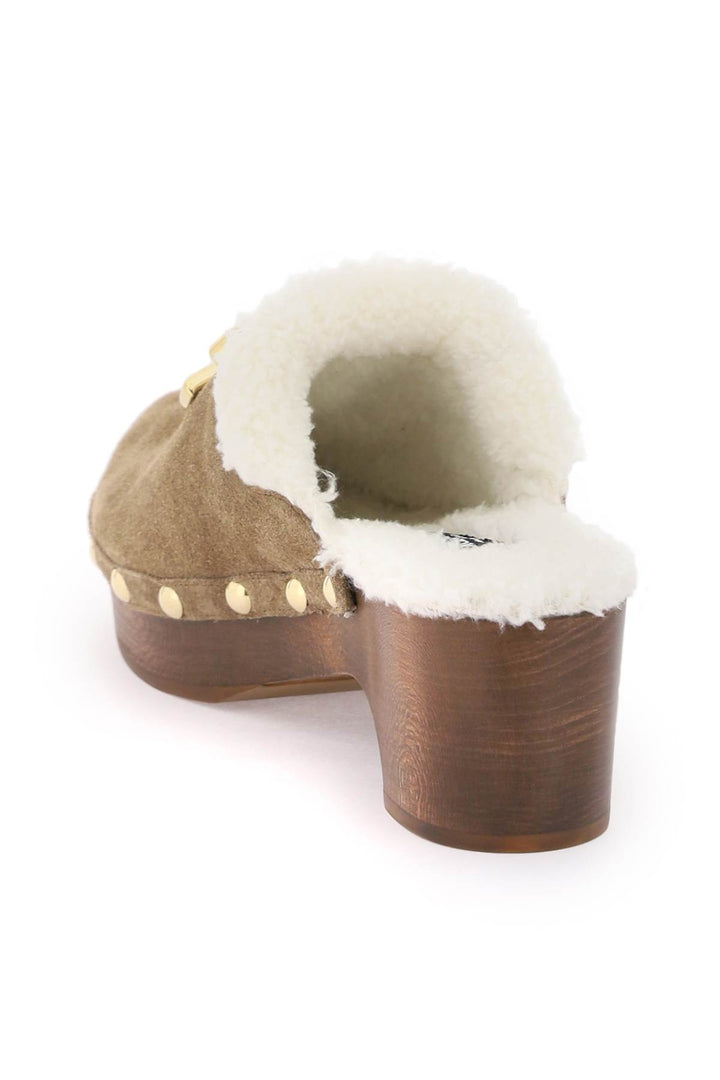 Dolce & Gabbana Suede And Faux Fur Clogs With Dg Logo.   Brown