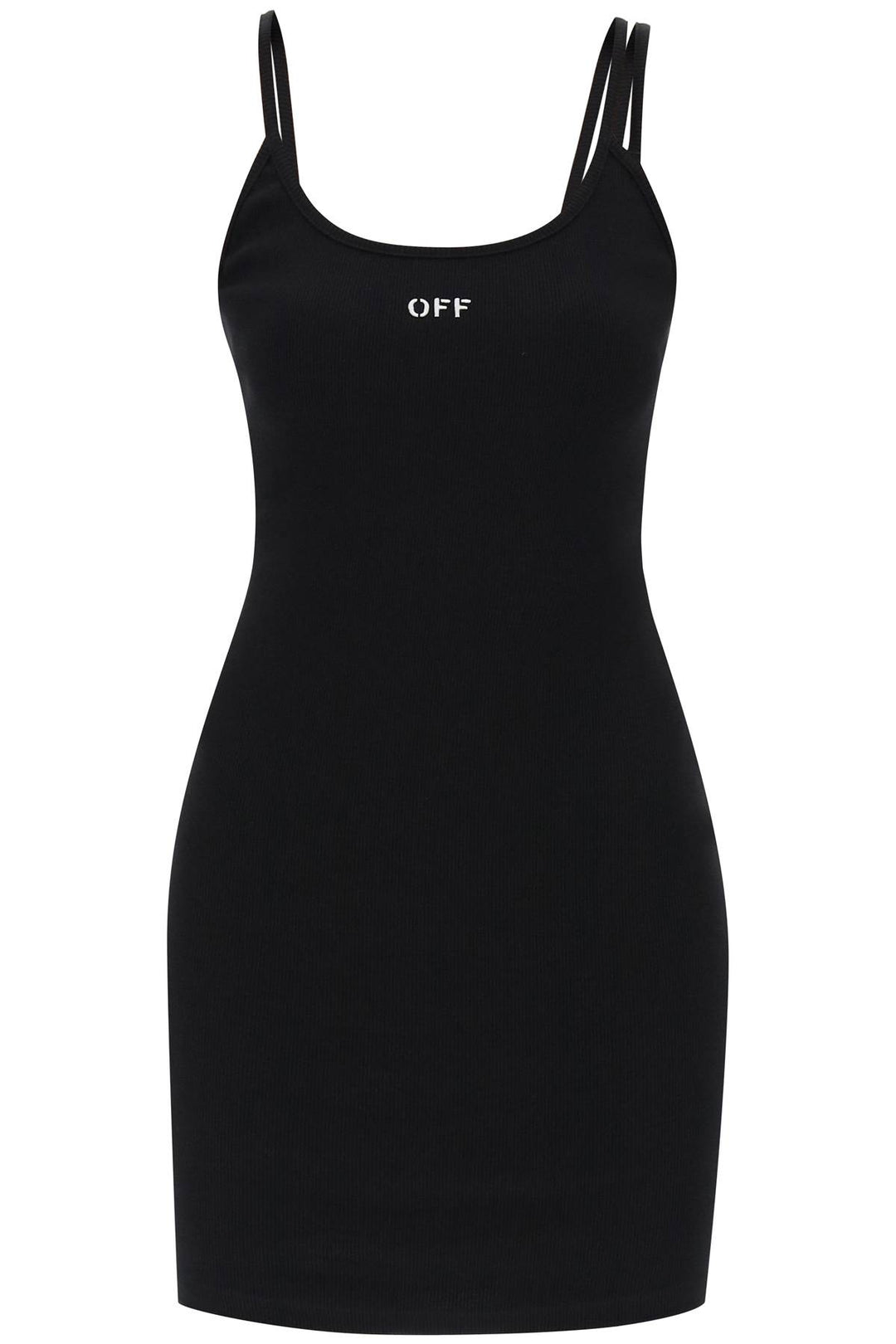 Off White Tank Dress With Off Embroidery   Black