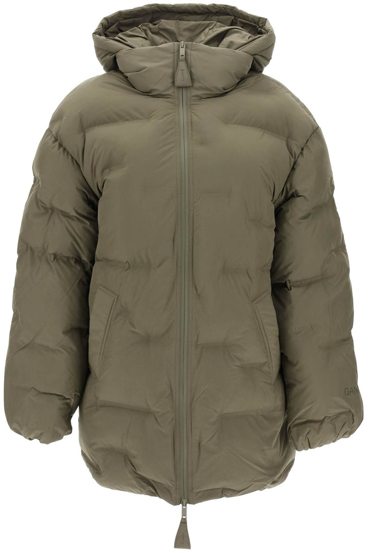 Ganni Midi Puffer Jacket With Detachable Hood   Verde