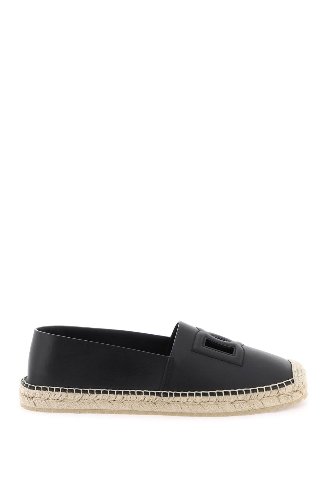 Dolce & Gabbana Leather Espadrilles With Dg Logo And   Black