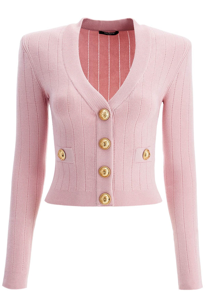 Balmain Cardigan With Structured Shoulders   Pink