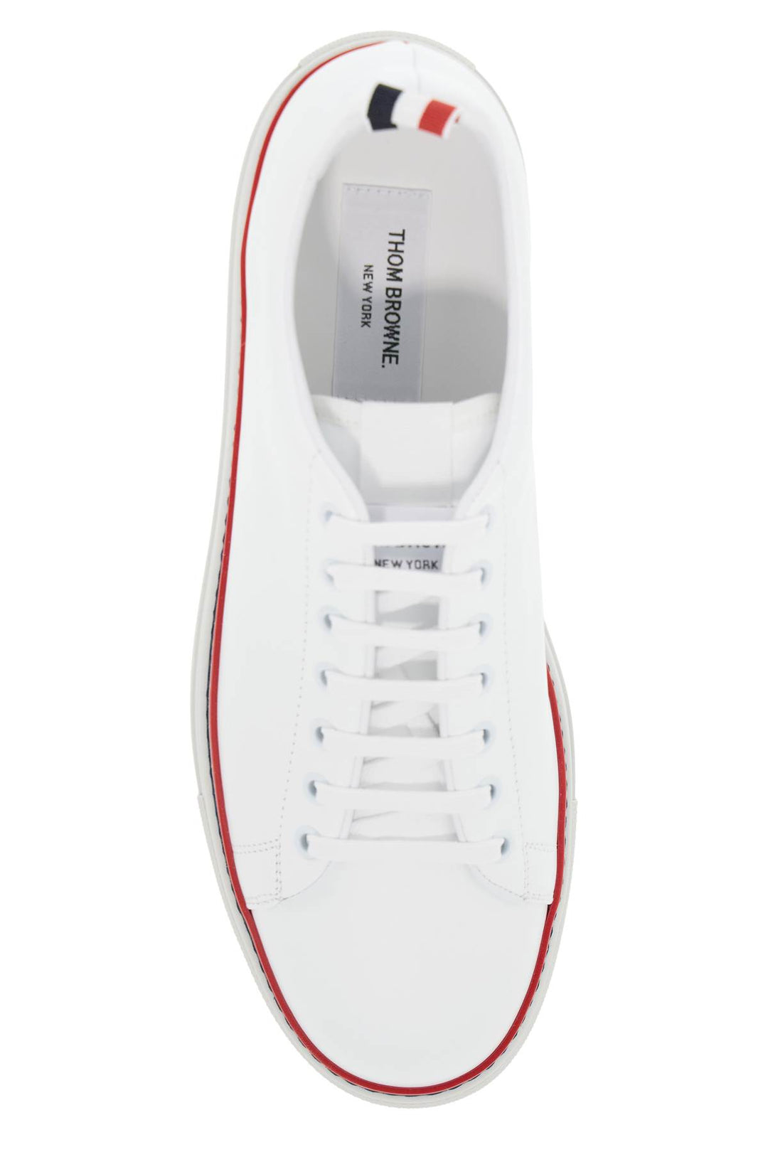 Thom Browne Smooth Leather Sneakers With Tricolor Detail.   White
