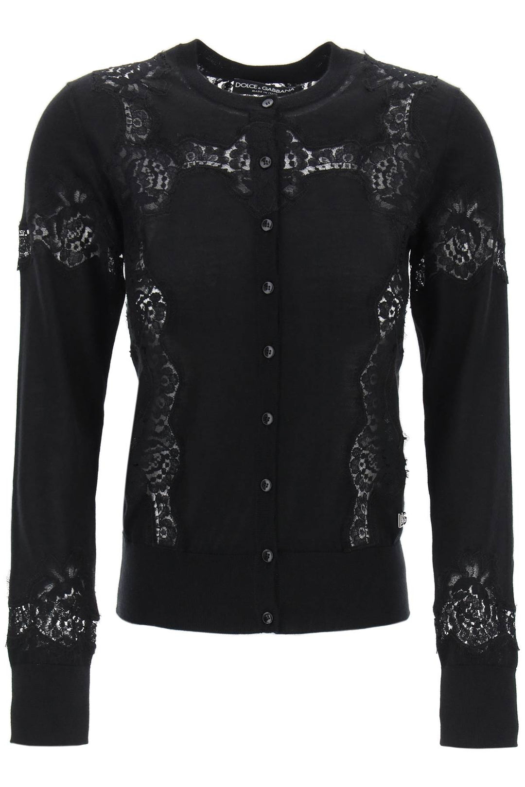 Dolce & Gabbana Lace Insert Cardigan With Eight   Black