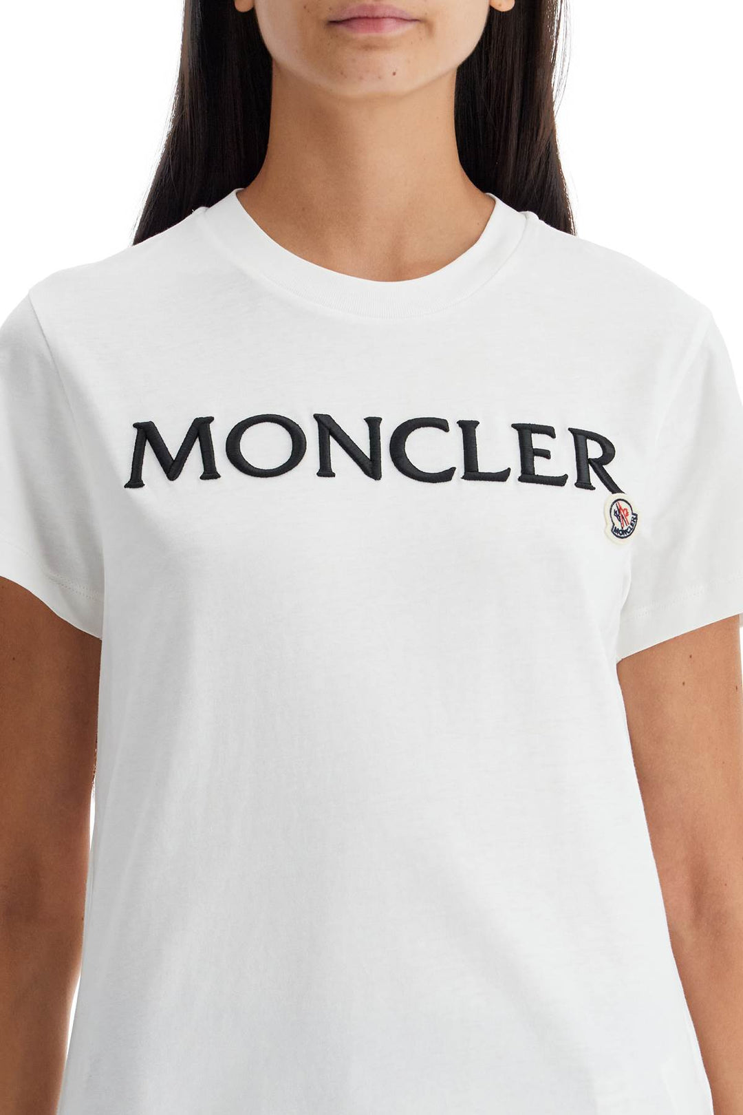 Moncler Embroidered Logo T Shirt   White