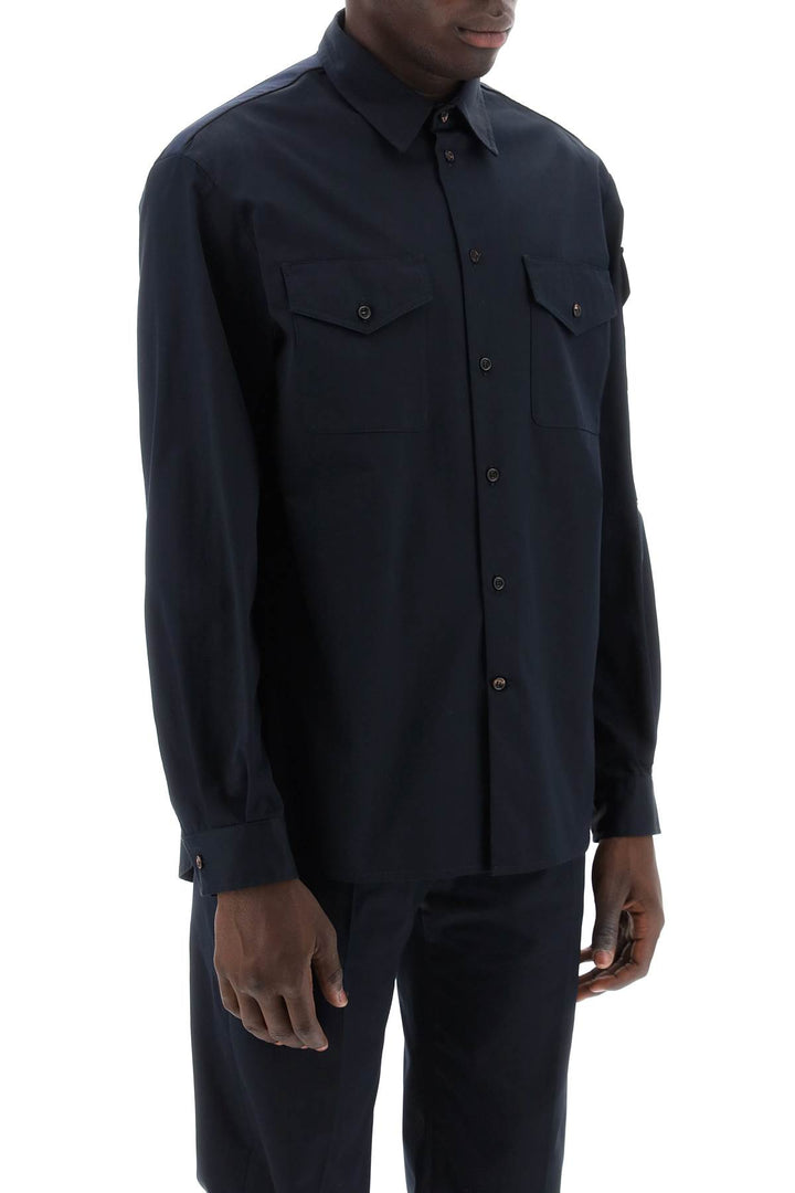 Alexander Mcqueen Shirt With Logo Band On The Sleeve   Blue