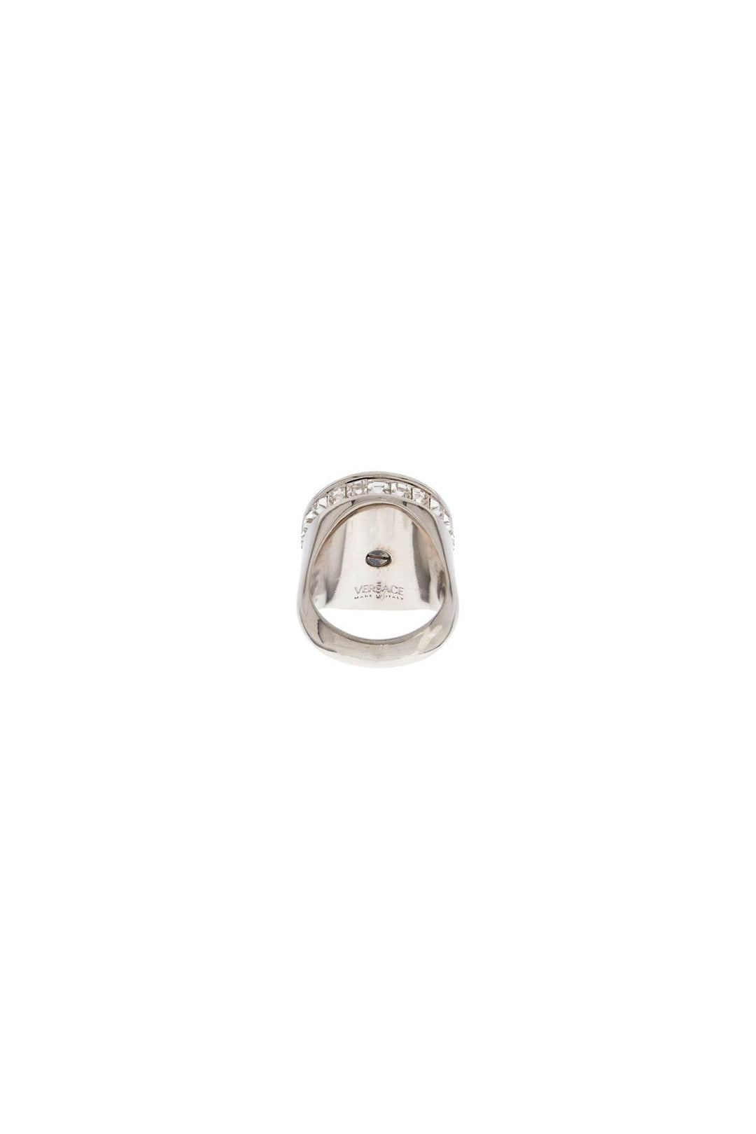 Versace Icon Ring With Crystals   Silver