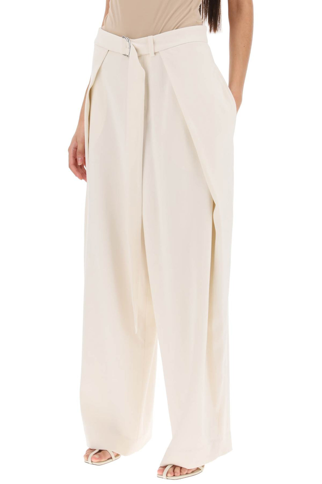 Ami Alexandre Matiussi Wide Fit Pants With Floating Panels   Bianco