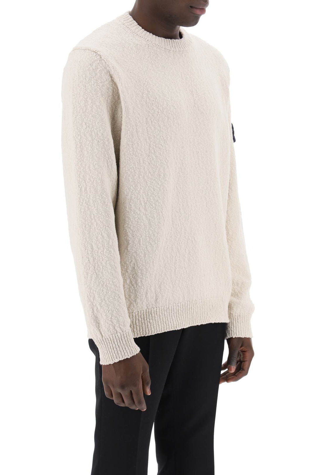 Stone Island Cotton And Linen Blend Pullover   Neutral