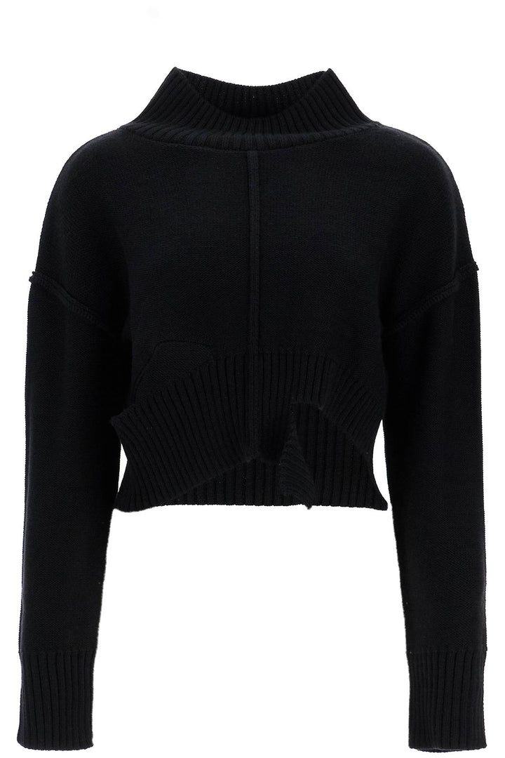 Mm6 Maison Margiela Destroyed Short Pullover Sweater   Black