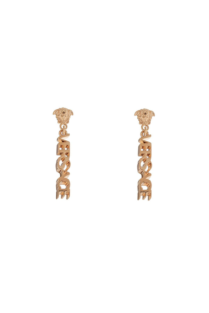 Versace gold metal lion head earrings