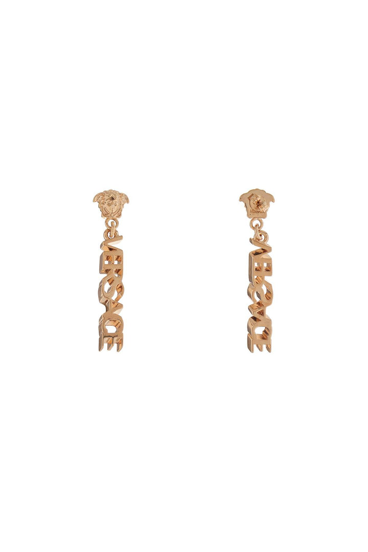 Versace gold metal lion head earrings