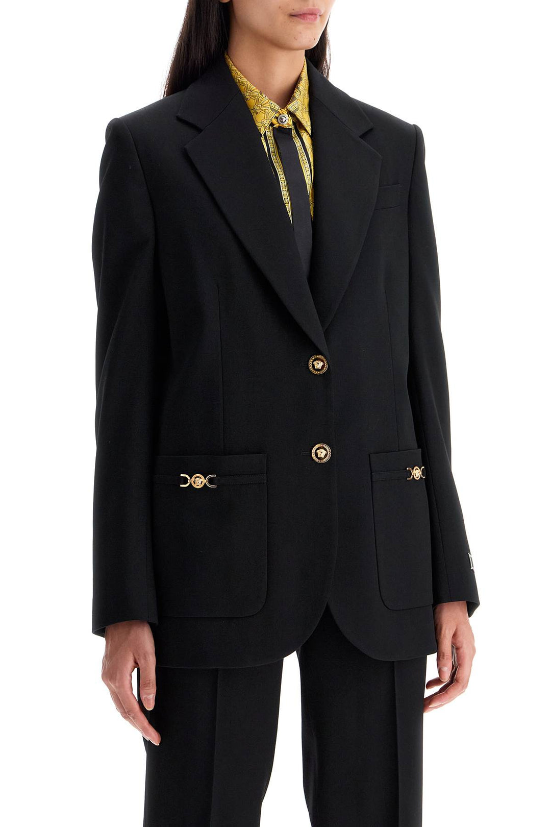 Versace single-breasted wool stretch blazer