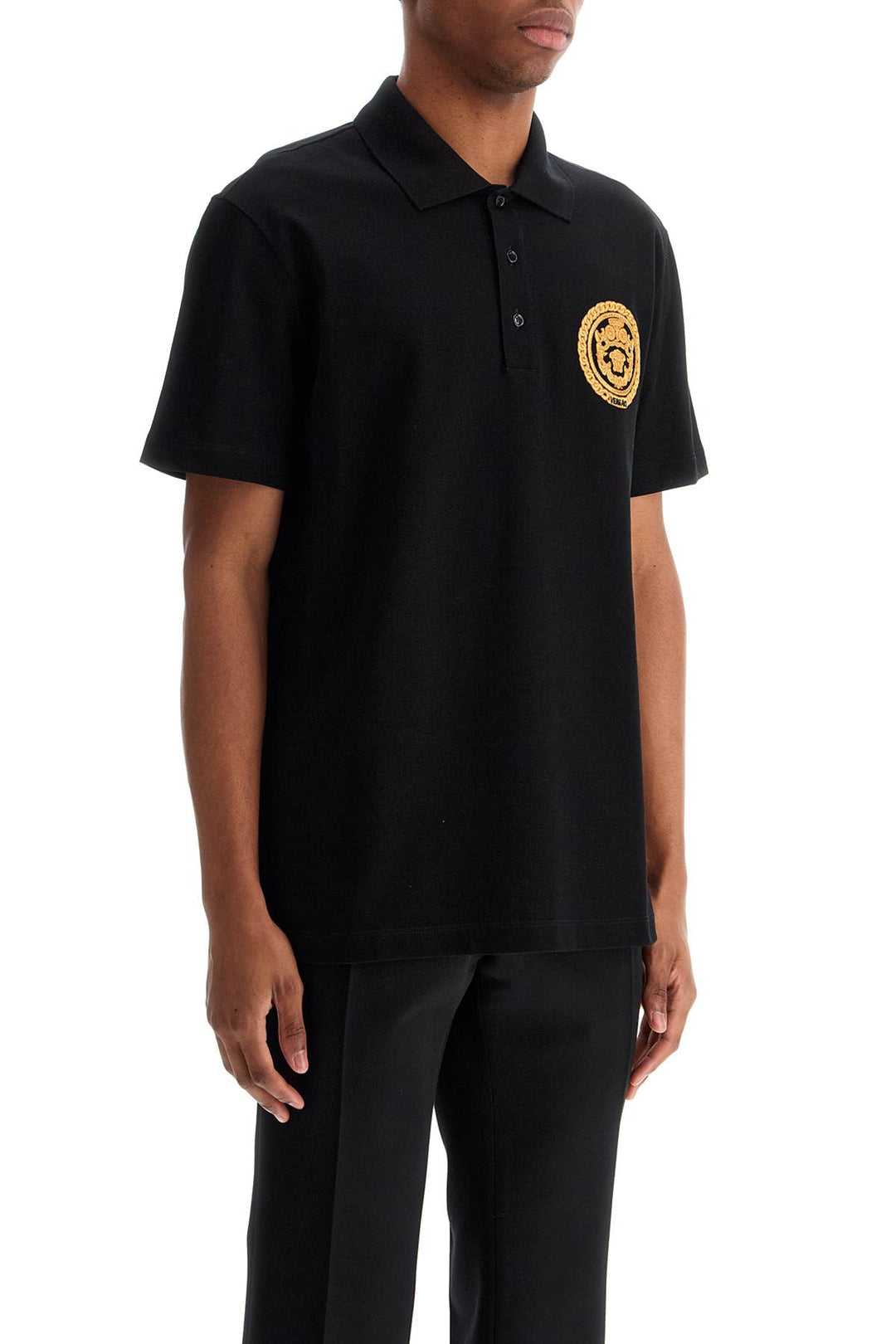 Versace chain crest polo shirt