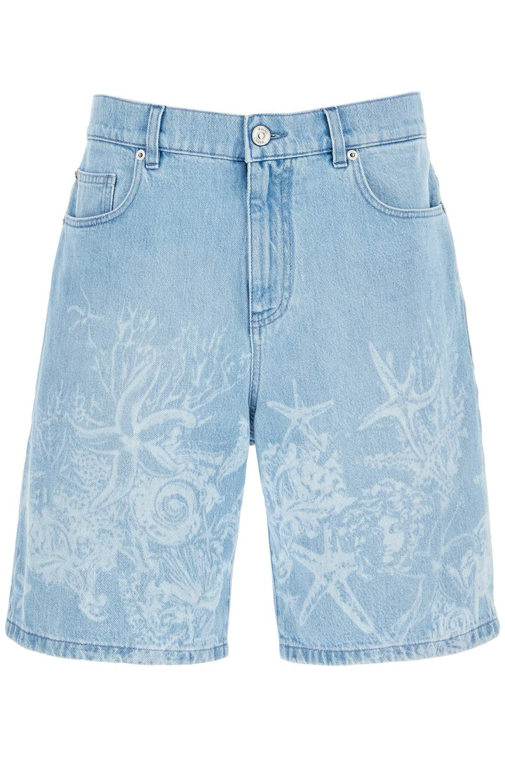 Versace baroque sea denim lasered shorts