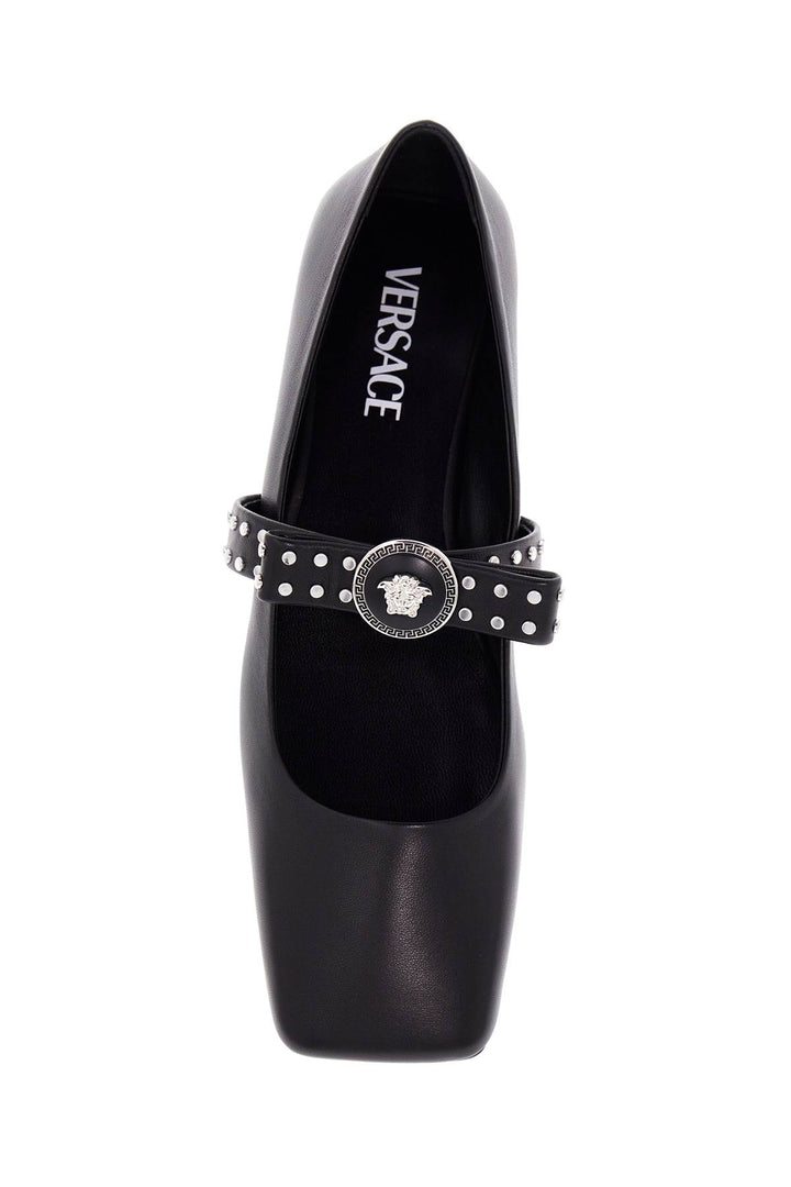 Versace Gianni Ribbon Studded Ballerinas