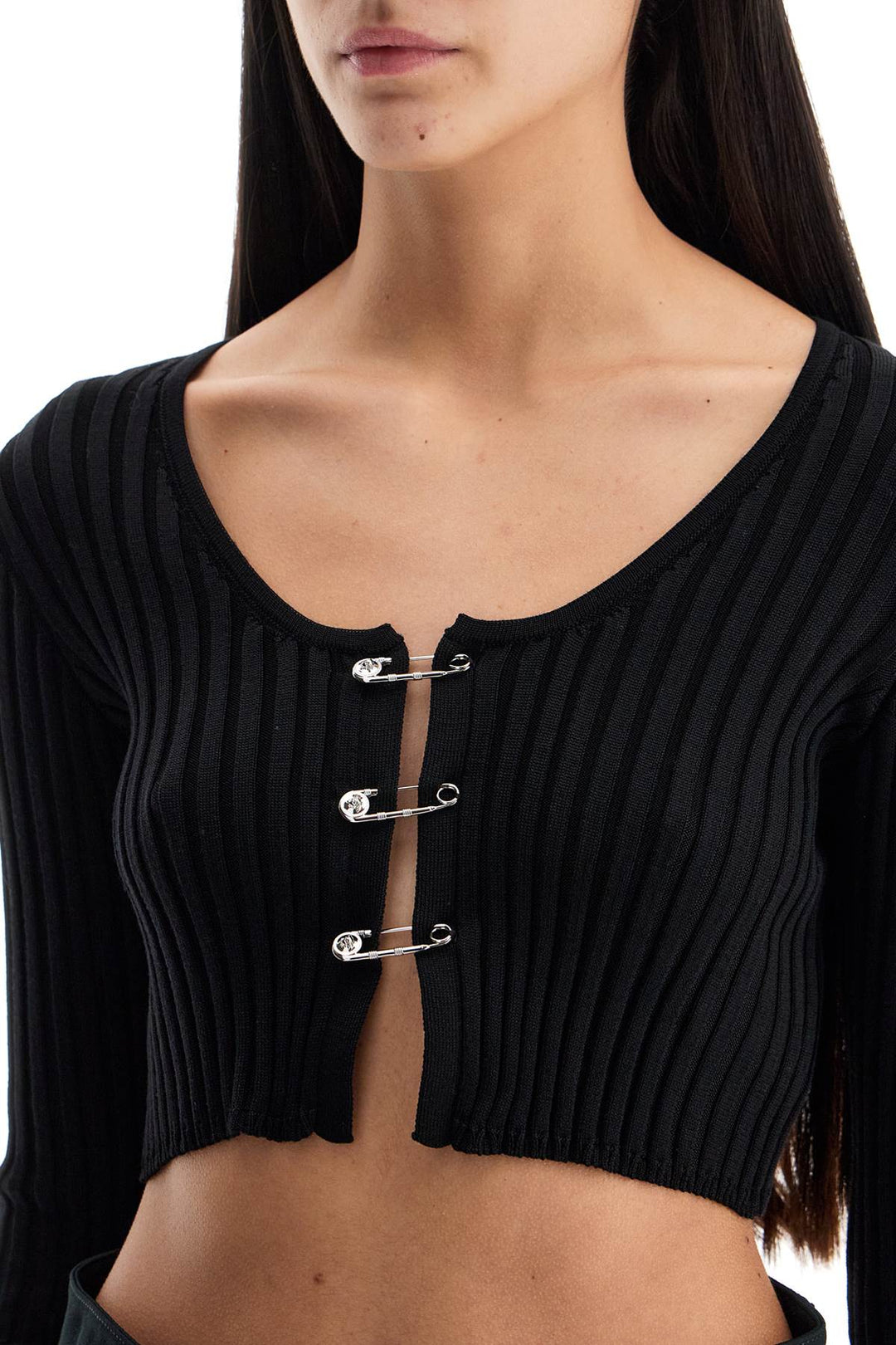 Versace cropped safety pin cardigan