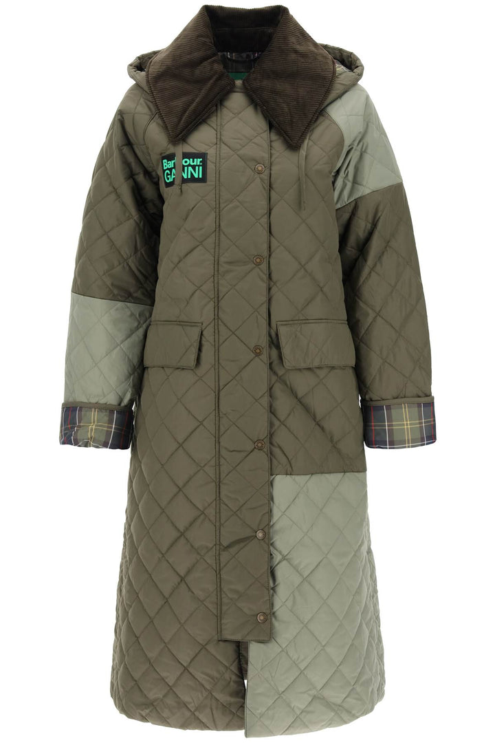 Barbour X Ganni Burghley Quilted Trench Coat   Verde