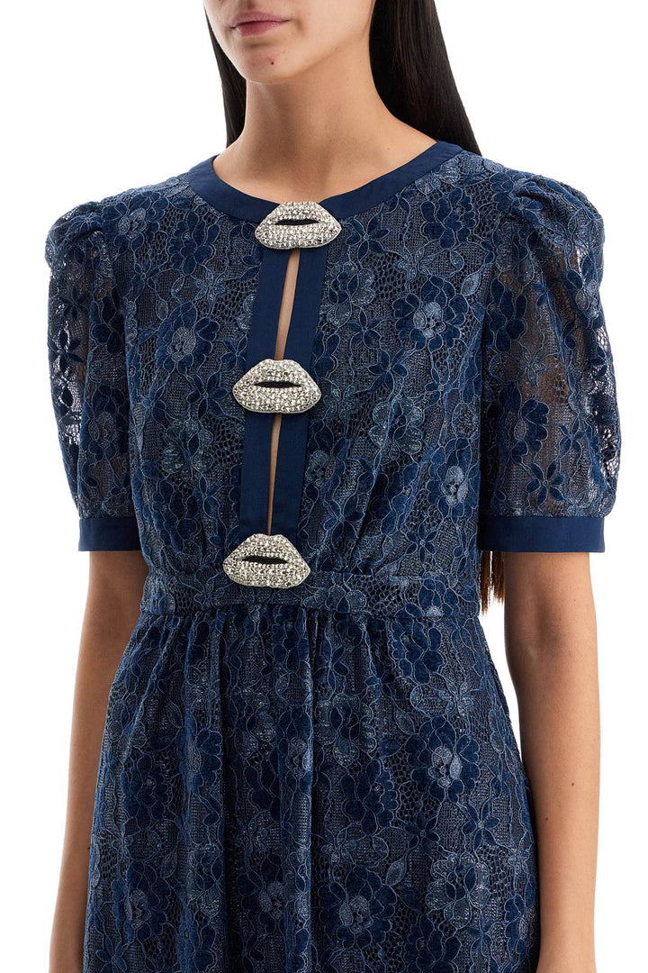 Saloni velvet lace dress