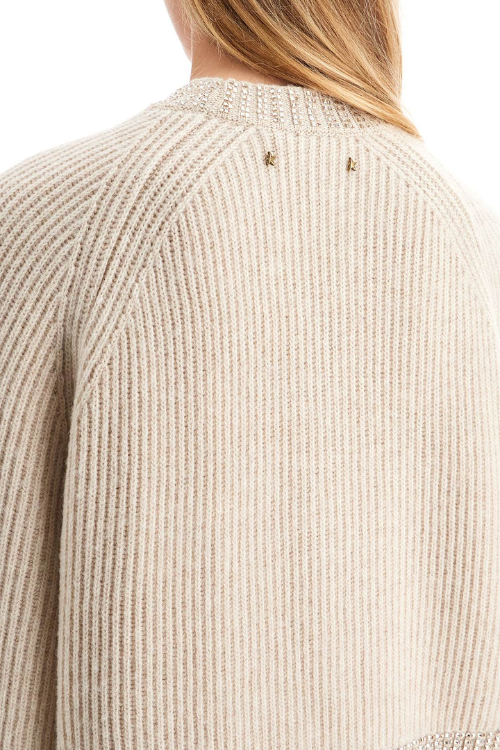 Golden Goose Boxy Sweater With Crystals   Beige