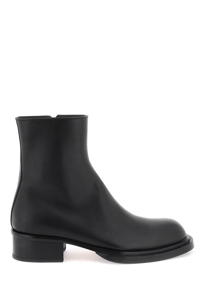 Alexander Mcqueen Cuban Stack Ankle Boots   Nero