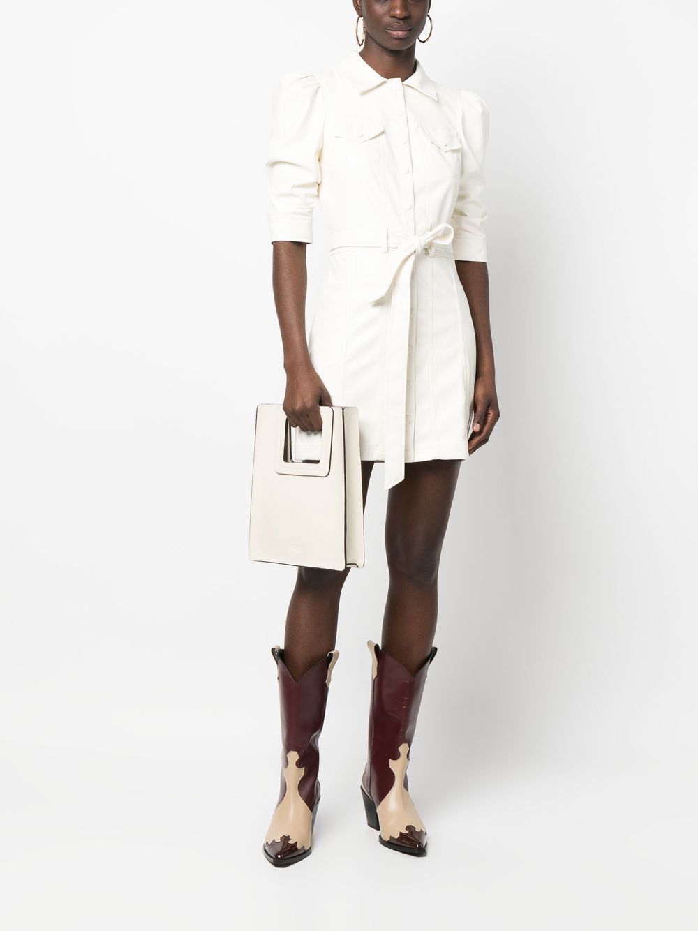 Alice + Olivia Cream Button-Down mini dress