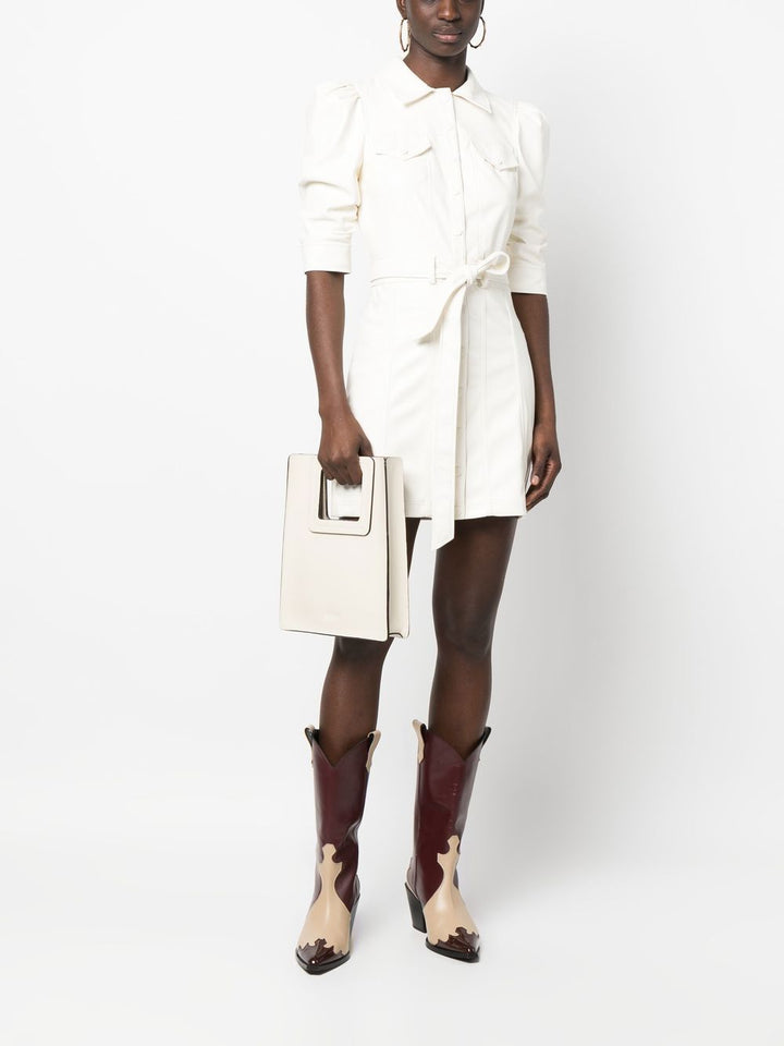 Alice + Olivia Cream Button-Down mini dress