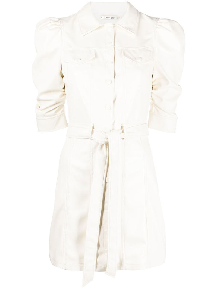 Alice + Olivia Cream Button-Down mini dress