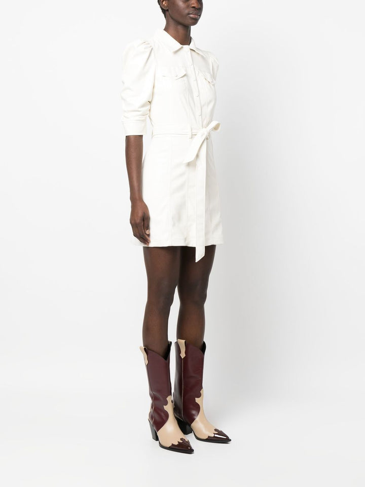 Alice + Olivia Cream Button-Down mini dress