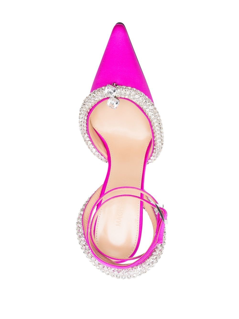 MACH & MACH Crystal-embellished satin slingback pumps