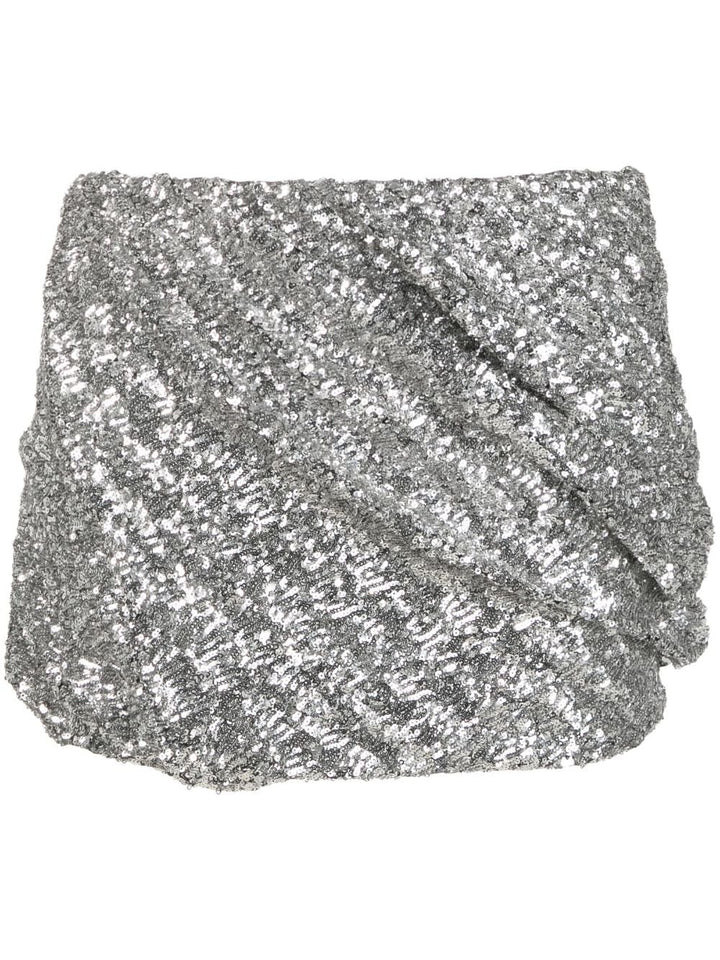 The Attico Sequin Silver Skirt