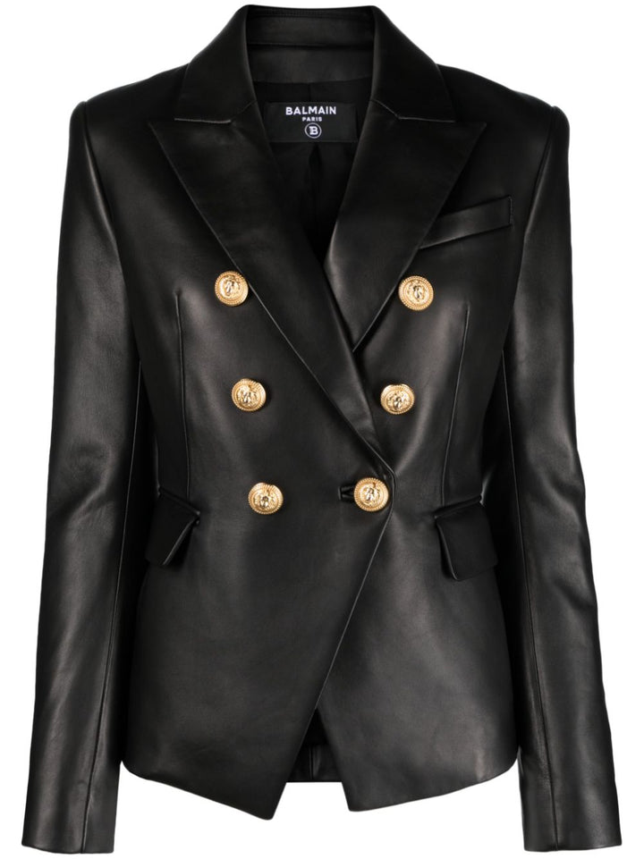 Balmain Black Leather Blazer