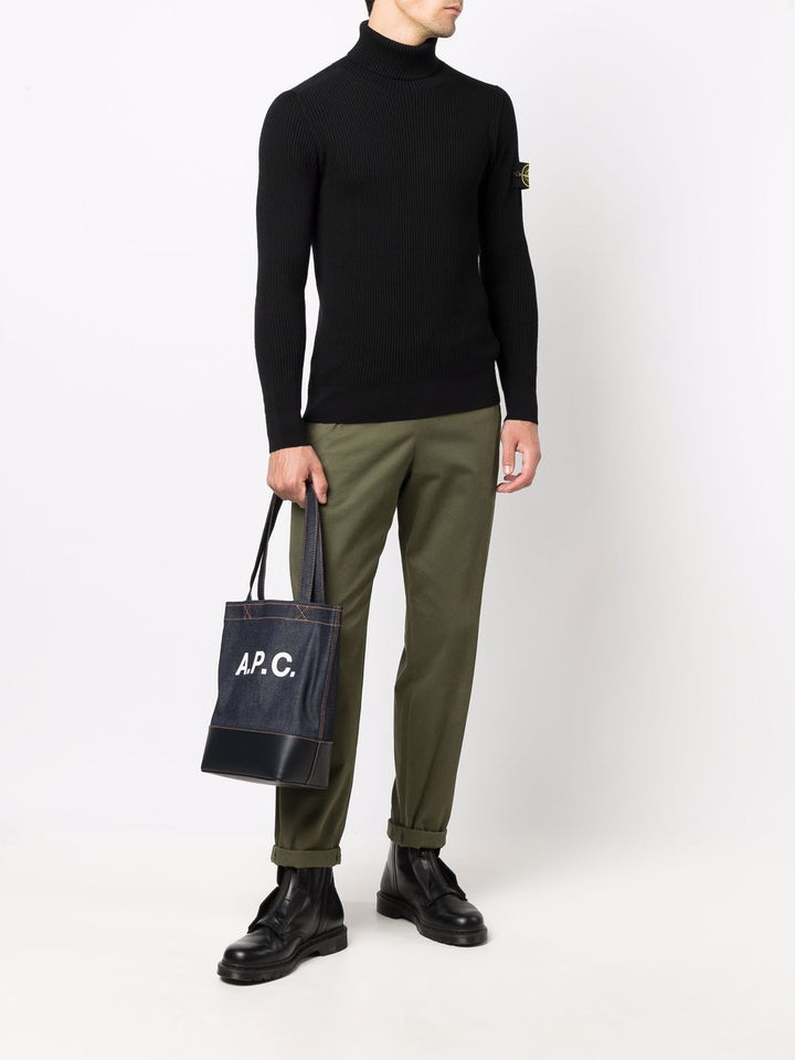 A.P.C. Denim & Leather Logo Tote