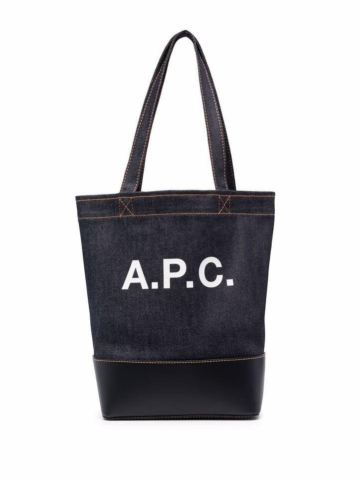 A.P.C. Denim & Leather Logo Tote