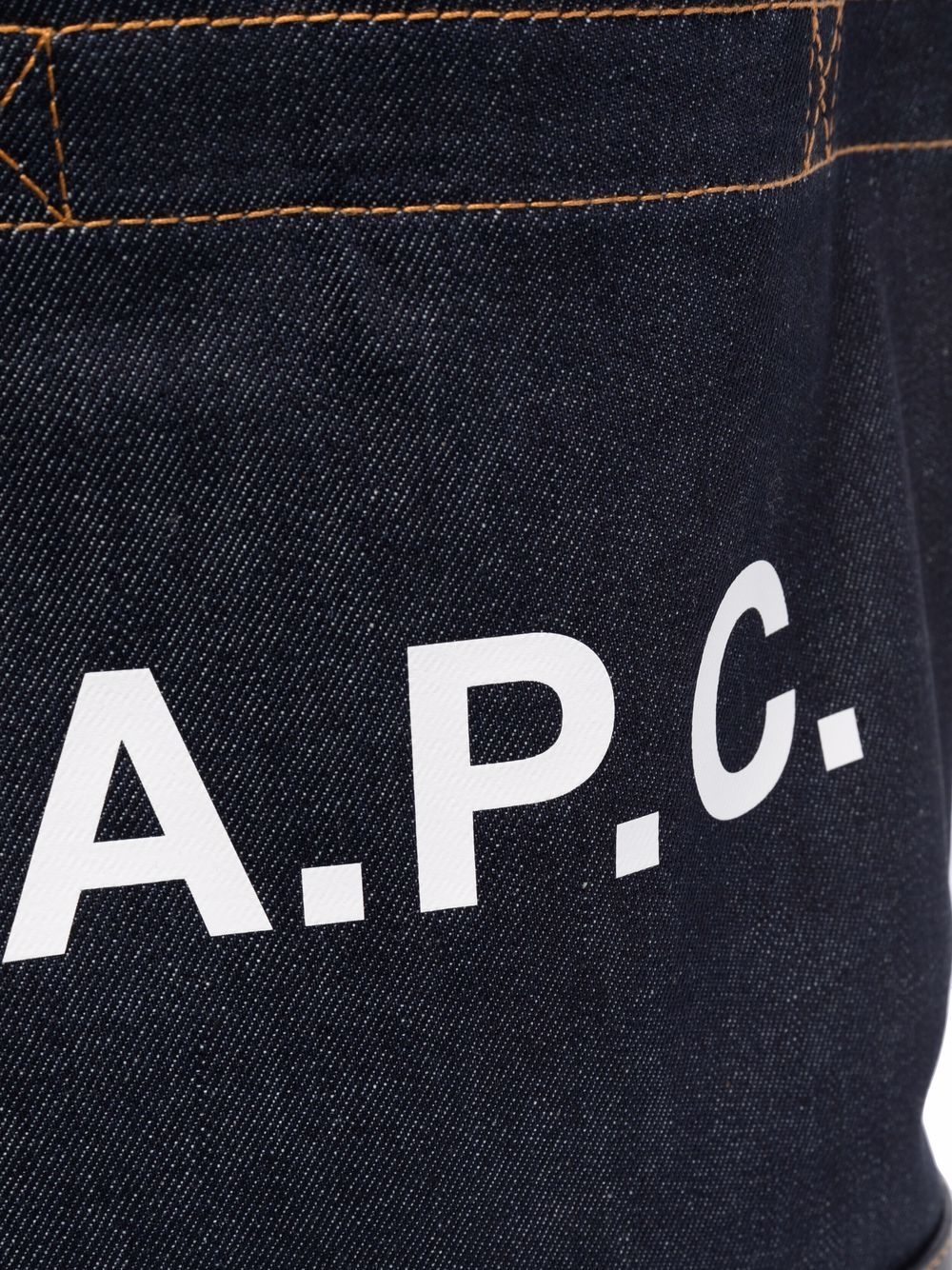 A.P.C. Denim & Leather Logo Tote