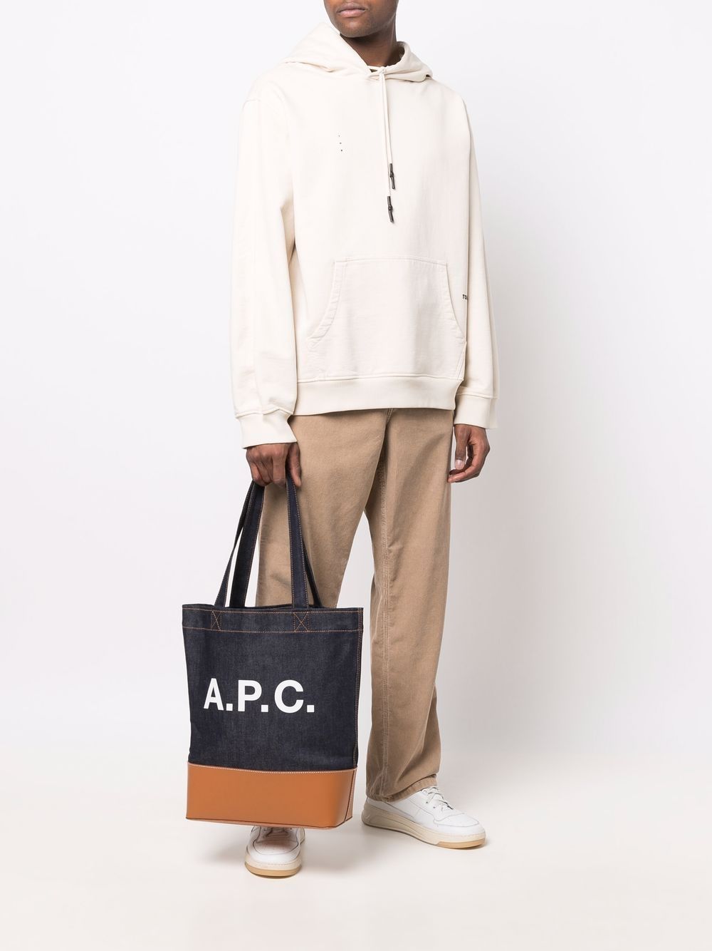 A.P.C. Denim Leather Logo Tote