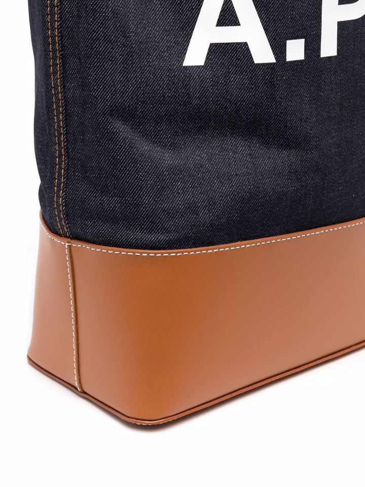 A.P.C. Denim Leather Logo Tote